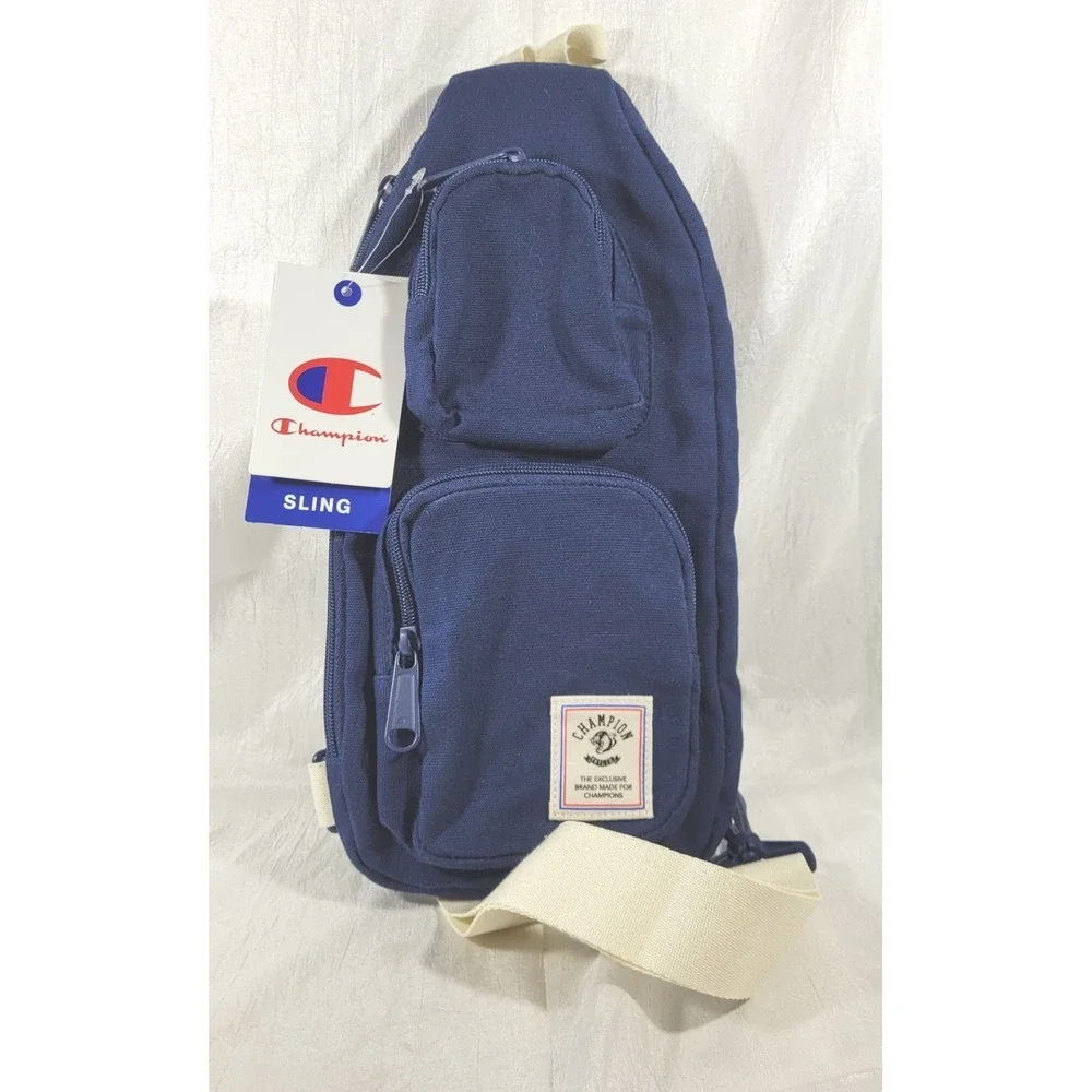 Champion Canvas Crossbody Shoulder Sling Bag - Navy Blue